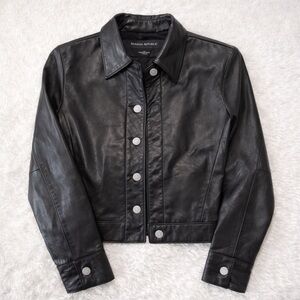Banana Republic Black Leather Cropped Moto Jacket